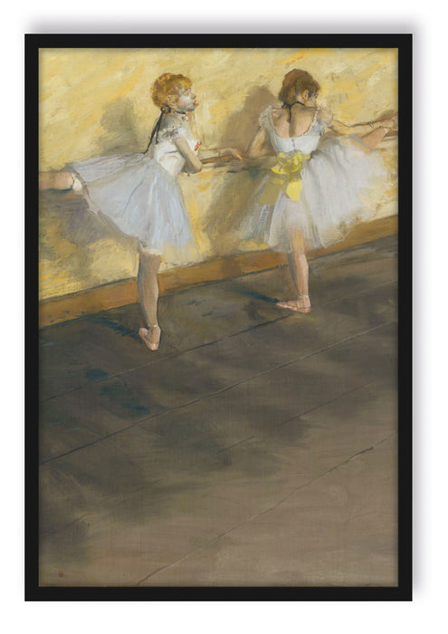 Edgar Degas - Tänzerinnen üben an der Stange , Poster mit Bilderrahmen