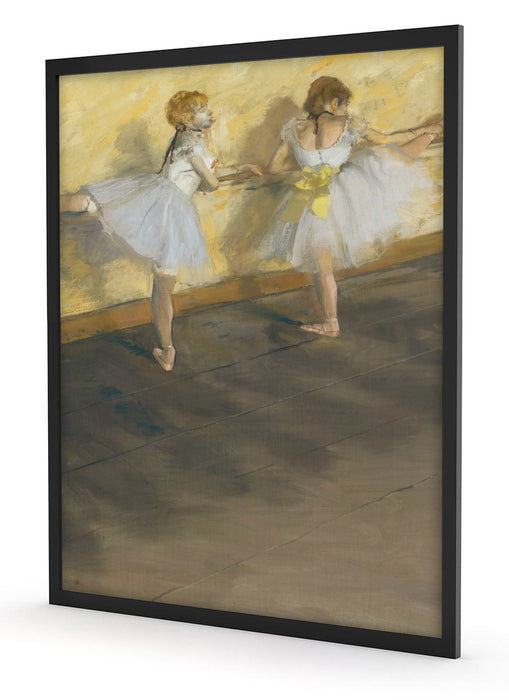 Edgar Degas - Tänzerinnen üben an der Stange , Poster mit Bilderrahmen