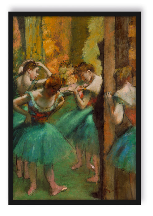 Edgar Degas - Tänzerinnen pink und grün , Poster mit Bilderrahmen