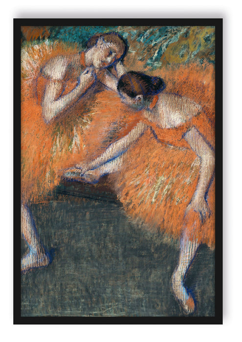 Edgar Degas - Zwei Tänzerinnen , Poster mit Bilderrahmen