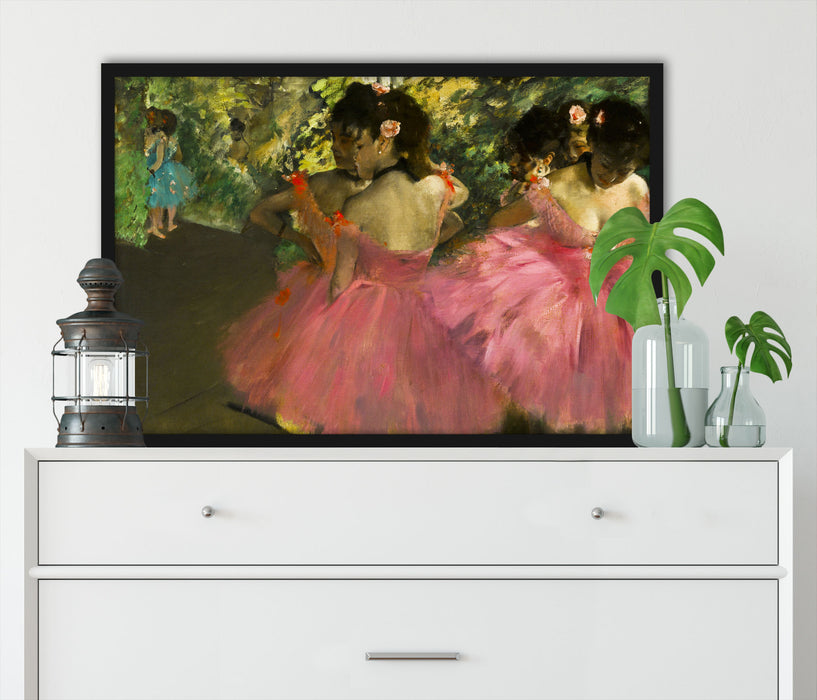 Edgar Degas - Die pinken Tänzerinnen vor dem Ballet , Poster mit Bilderrahmen