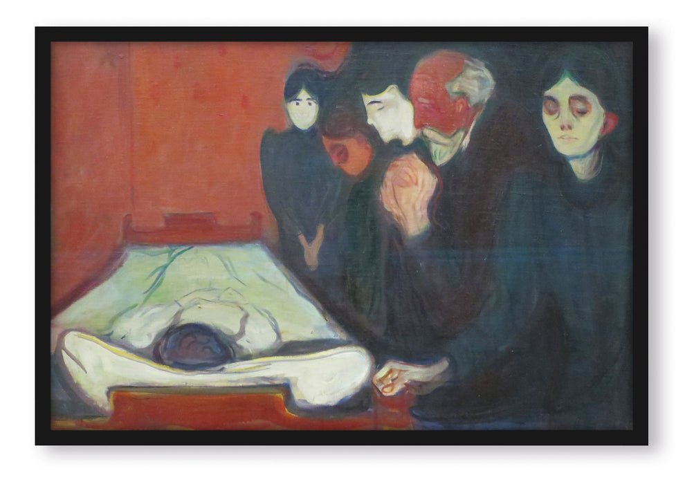 Pixxprint Edvard Munch - Am Totenbett, Poster mit Bilderrahmen