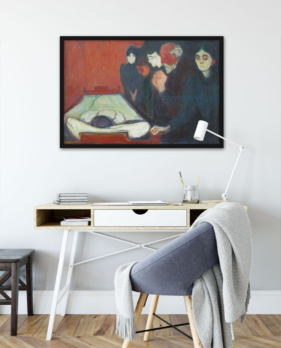 Edvard Munch - Am Totenbett, Poster mit Bilderrahmen