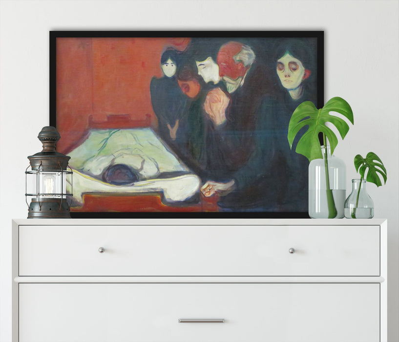 Edvard Munch - Am Totenbett, Poster mit Bilderrahmen
