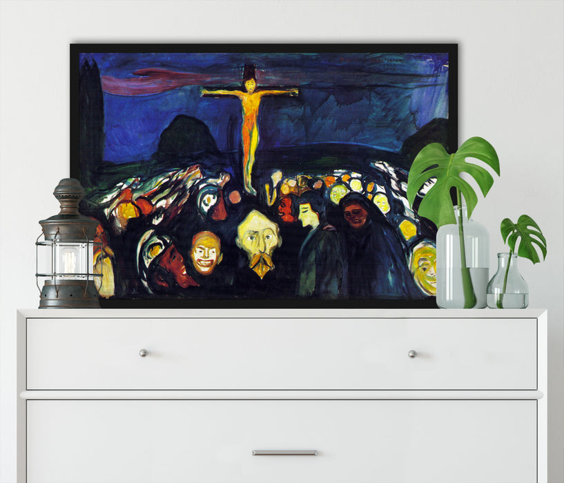 Edvard Munch - Golgotha , Poster mit Bilderrahmen