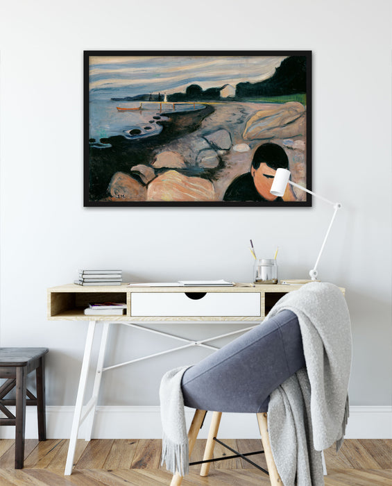 Edvard Munch - Melancholie , Poster mit Bilderrahmen