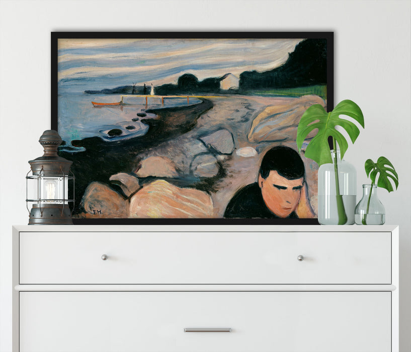 Edvard Munch - Melancholie , Poster mit Bilderrahmen