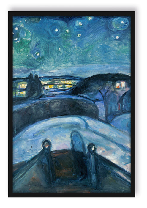 Edvard Munch - Sternennacht , Poster mit Bilderrahmen