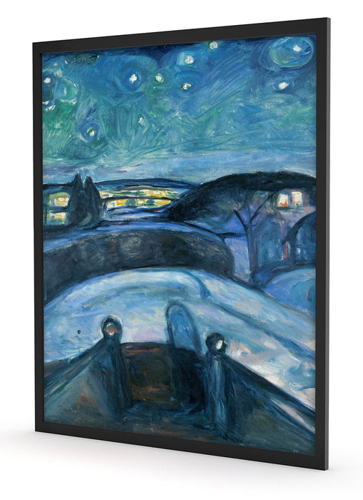 Edvard Munch - Sternennacht , Poster mit Bilderrahmen