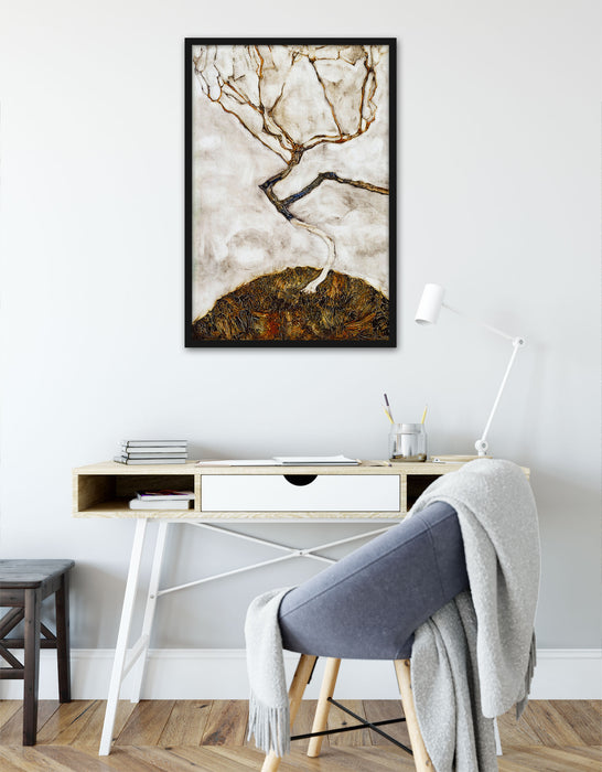 Egon Schiele - Kleiner Baum im Spätherbst , Poster mit Bilderrahmen