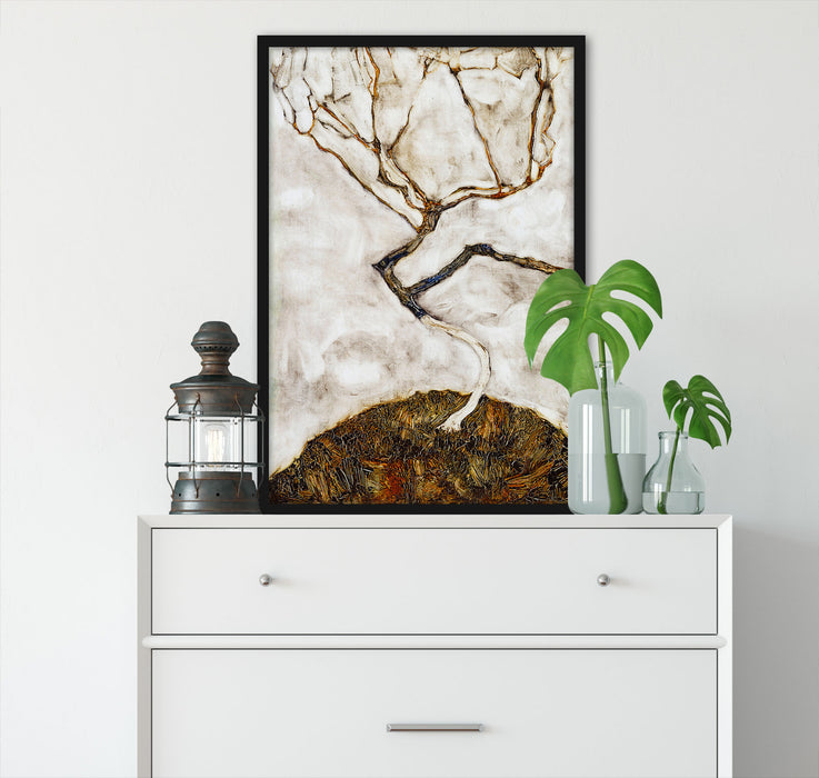 Egon Schiele - Kleiner Baum im Spätherbst , Poster mit Bilderrahmen