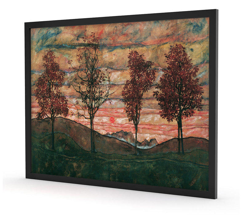 Egon Schiele - Vier Bäume, Poster mit Bilderrahmen