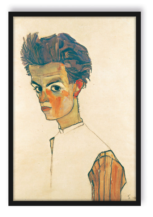Pixxprint Egon Schiele - Selbstportrait , Poster mit Bilderrahmen