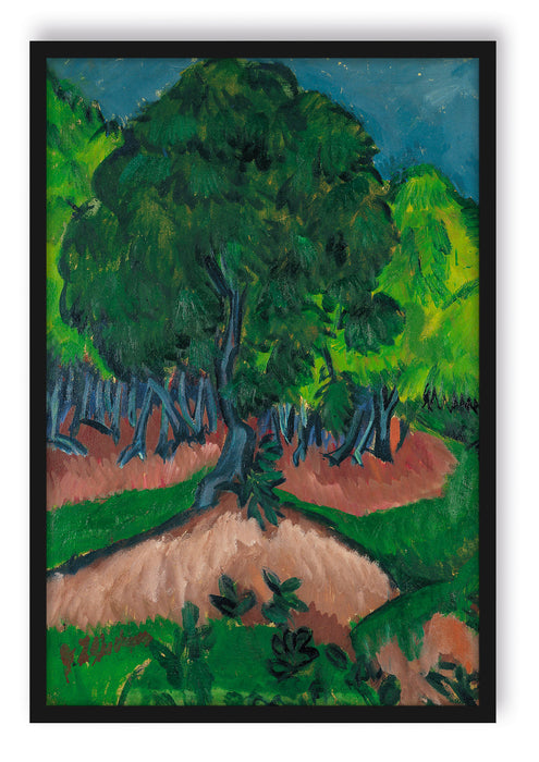 Pixxprint Ernst Ludwig Kirchner - Landschaft mit Maronenbaum , Poster mit Bilderrahmen