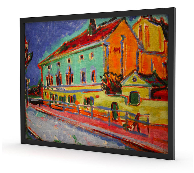 Ernst Ludwig Kirchner - Häuser in Dresden , Poster mit Bilderrahmen