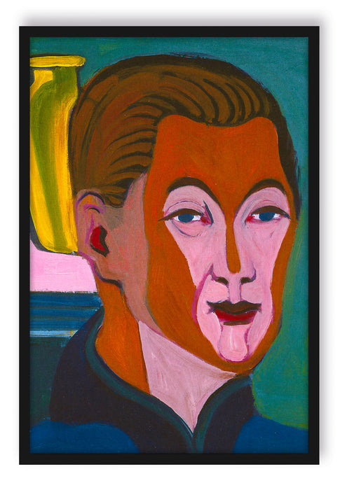 Ernst Ludwig Kirchner - Kopf des Malers Selbstbildnis, Poster mit Bilderrahmen