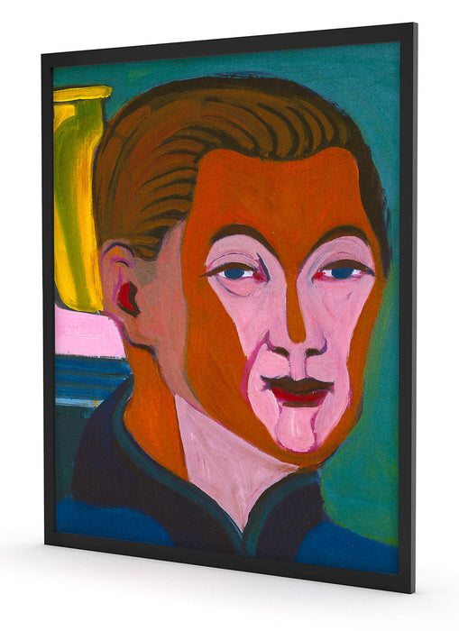 Ernst Ludwig Kirchner - Kopf des Malers Selbstbildnis, Poster mit Bilderrahmen