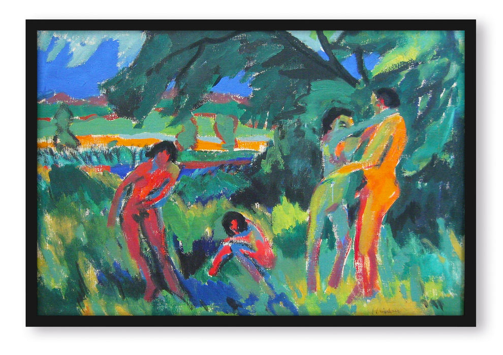 Ernst Ludwig Kirchner - Spielende nackte Menschen , Poster mit Bilderrahmen