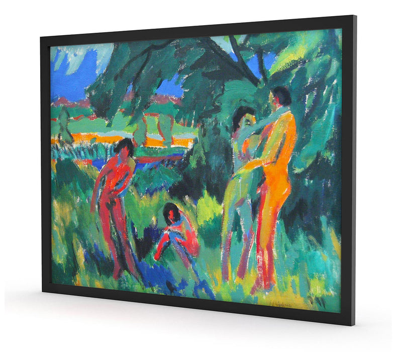 Ernst Ludwig Kirchner - Spielende nackte Menschen , Poster mit Bilderrahmen