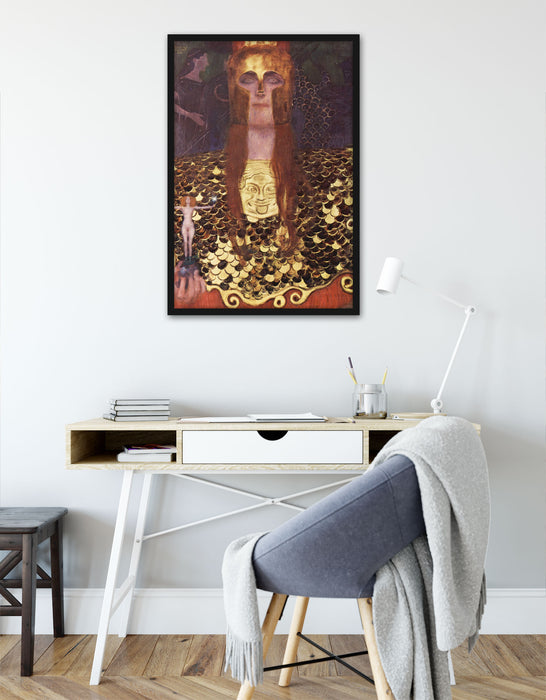 Gustav Klimt - Minerva oder Pallas Athena, Poster mit Bilderrahmen