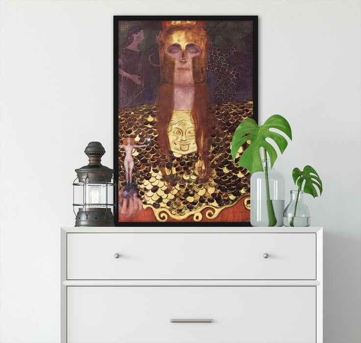 Gustav Klimt - Minerva oder Pallas Athena, Poster mit Bilderrahmen