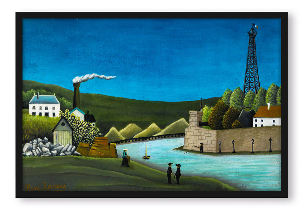 Pixxprint Henri Rousseau - LA SEINE À SURESNES, Poster mit Bilderrahmen