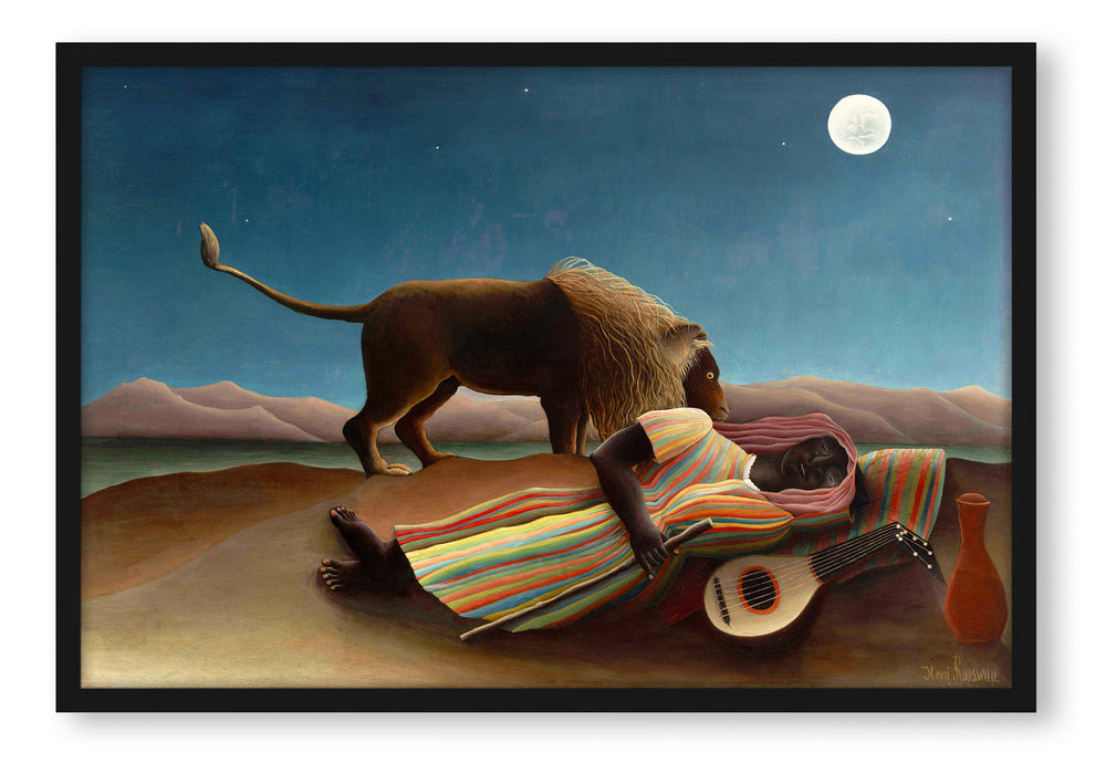 Henri Rousseau - Schlafende Zigeunerin , Poster mit Bilderrahmen