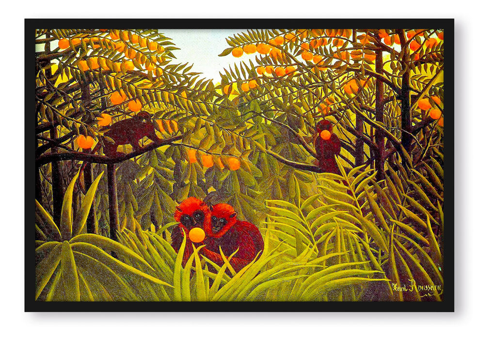 Henri Rousseau - Affen in den Orangen-Bäumen, Poster mit Bilderrahmen