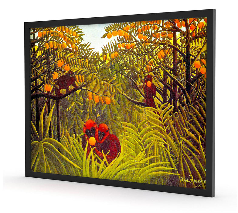 Henri Rousseau - Affen in den Orangen-Bäumen, Poster mit Bilderrahmen
