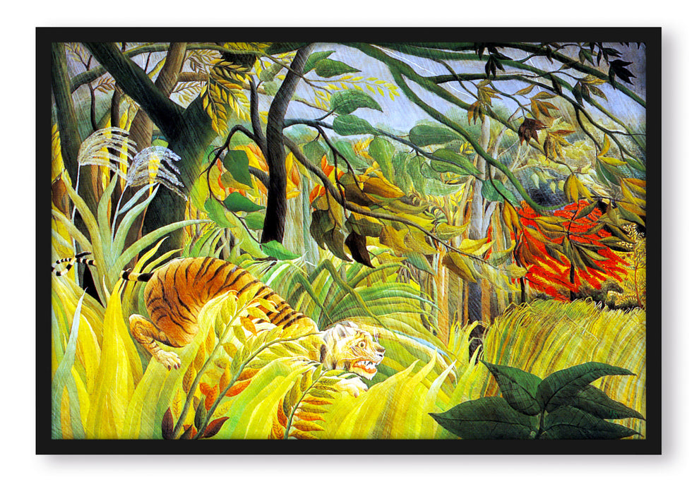 Henri Rousseau - Tiger vom tropischen Sturm überrascht, Poster mit Bilderrahmen