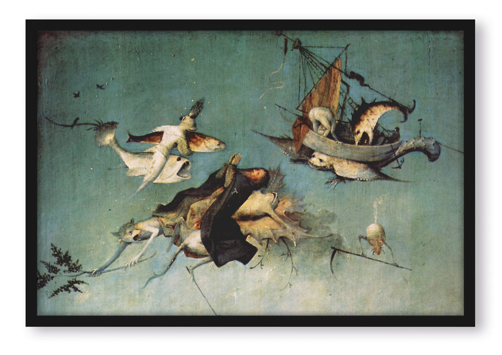 Pixxprint Hieronymus Bosch - Ausschnitt aus Garten der Lüste II, Poster mit Bilderrahmen