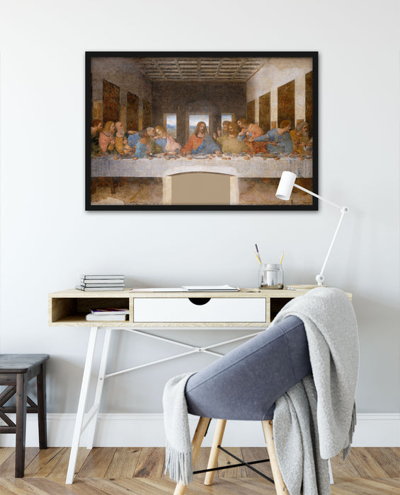 Leonardo da Vinci - Das letzte Abendmahl , Poster mit Bilderrahmen