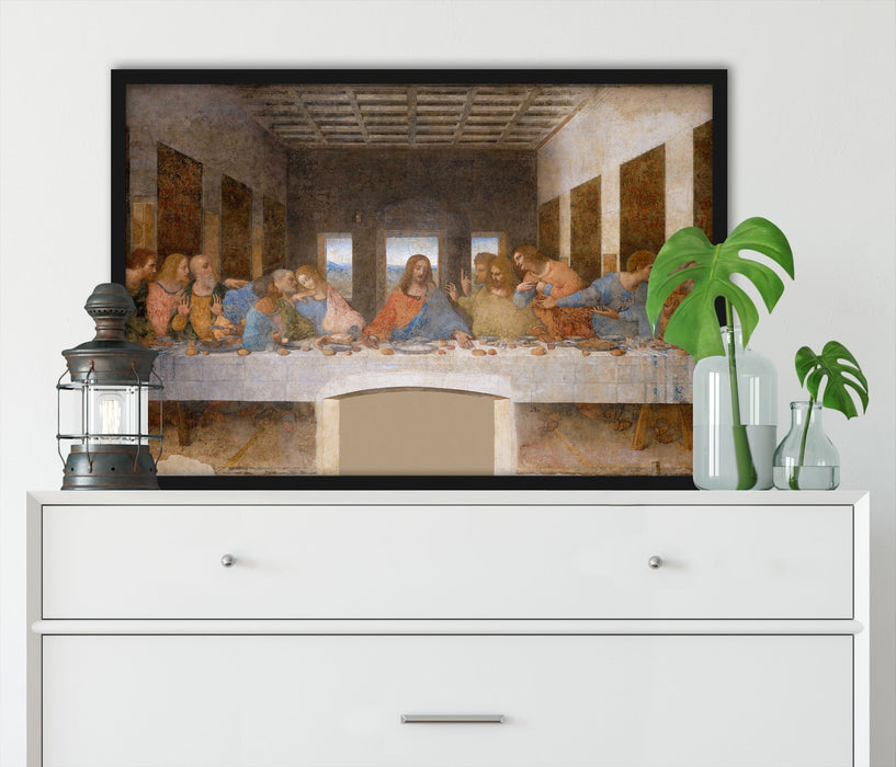Leonardo da Vinci - Das letzte Abendmahl , Poster mit Bilderrahmen