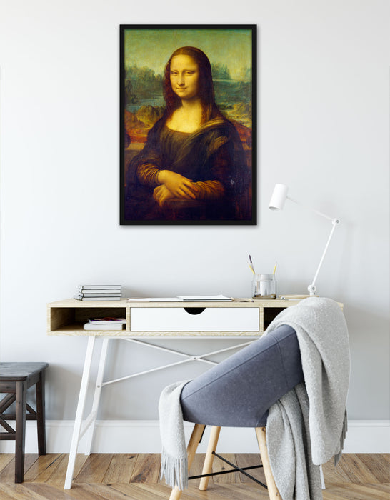 Leonardo da Vinci - Mona Lisa , Poster mit Bilderrahmen
