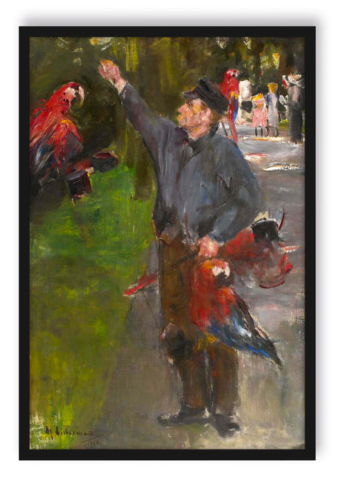 Max Liebermann - Papageienmann, Poster mit Bilderrahmen