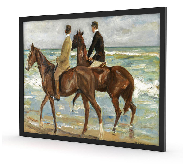 Max Liebermann - Zwei Reiter am Strand , Poster mit Bilderrahmen