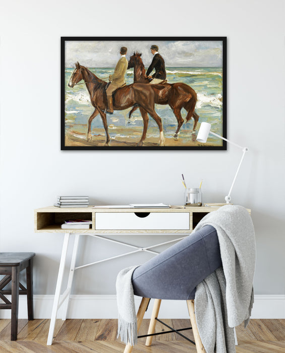 Max Liebermann - Zwei Reiter am Strand , Poster mit Bilderrahmen