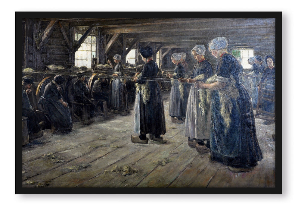 Pixxprint Max Liebermann - Flachsscheuer in Laren , Poster mit Bilderrahmen