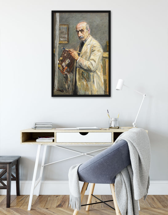 Max Liebermann - Selbstportrait mit Pinsel , Poster mit Bilderrahmen