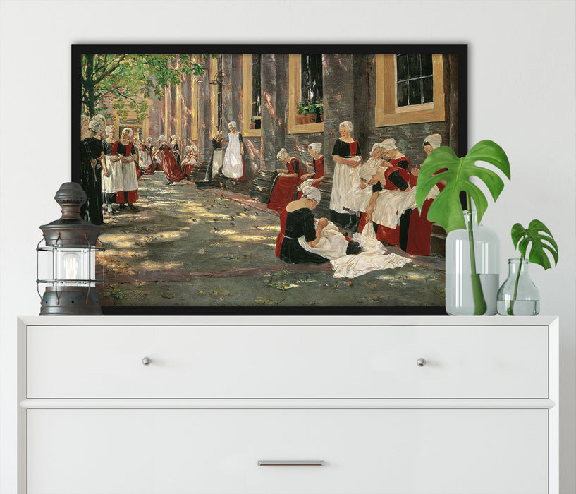 Max Liebermann - Freistunde im Amsterdamer Waisenhaus , Poster mit Bilderrahmen