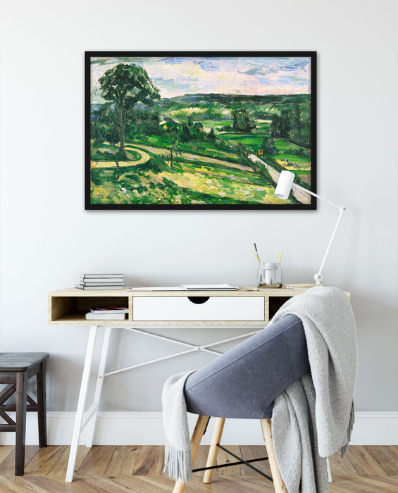 Paul Cézanne - Der Baum an der Kurve , Poster mit Bilderrahmen