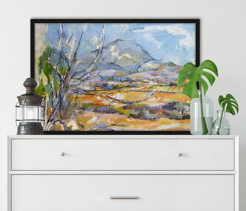 Paul Cézanne - Das Gebirge Sainte-Victoire , Poster mit Bilderrahmen