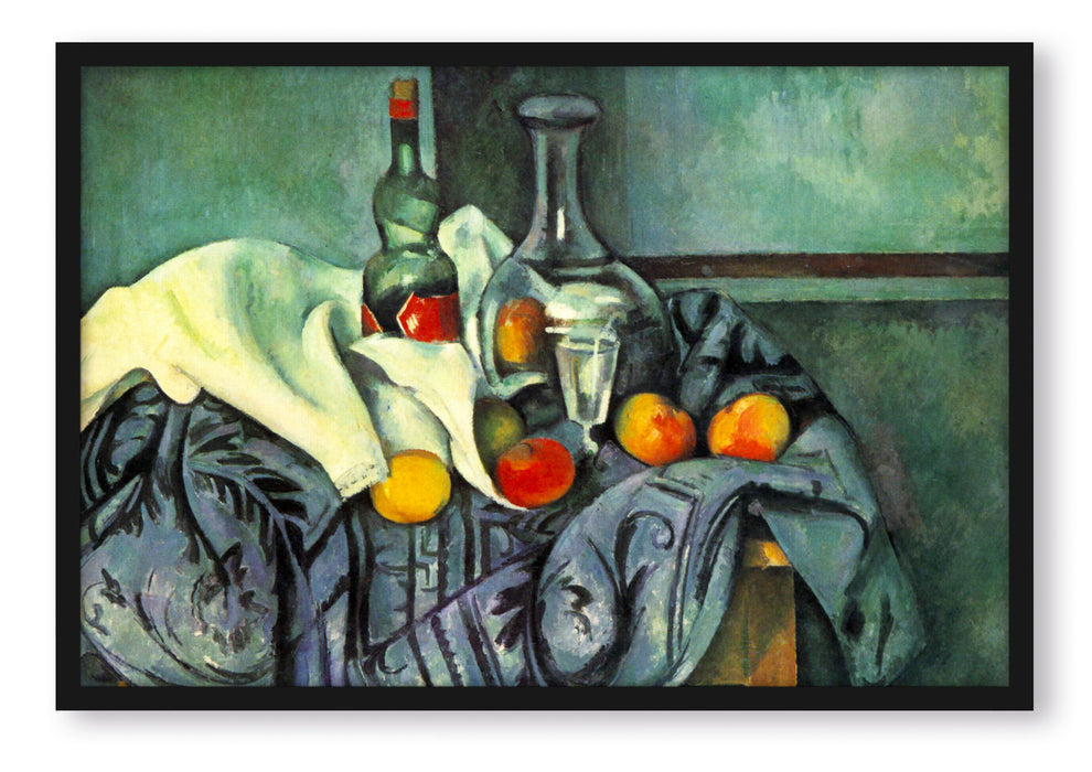 Paul Cézanne - Stillleben Pfefferminzflasche, Poster mit Bilderrahmen