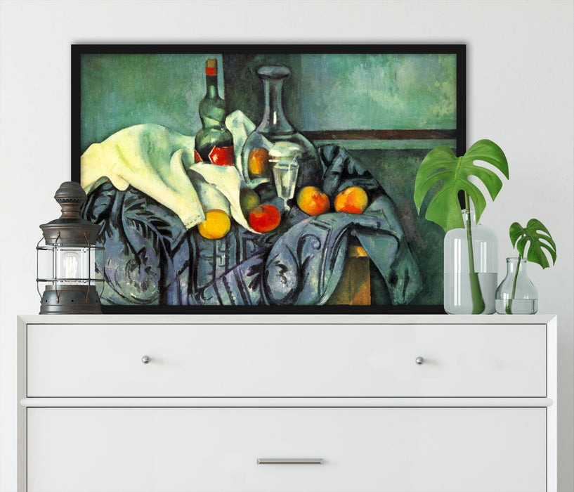 Paul Cézanne - Stillleben Pfefferminzflasche, Poster mit Bilderrahmen