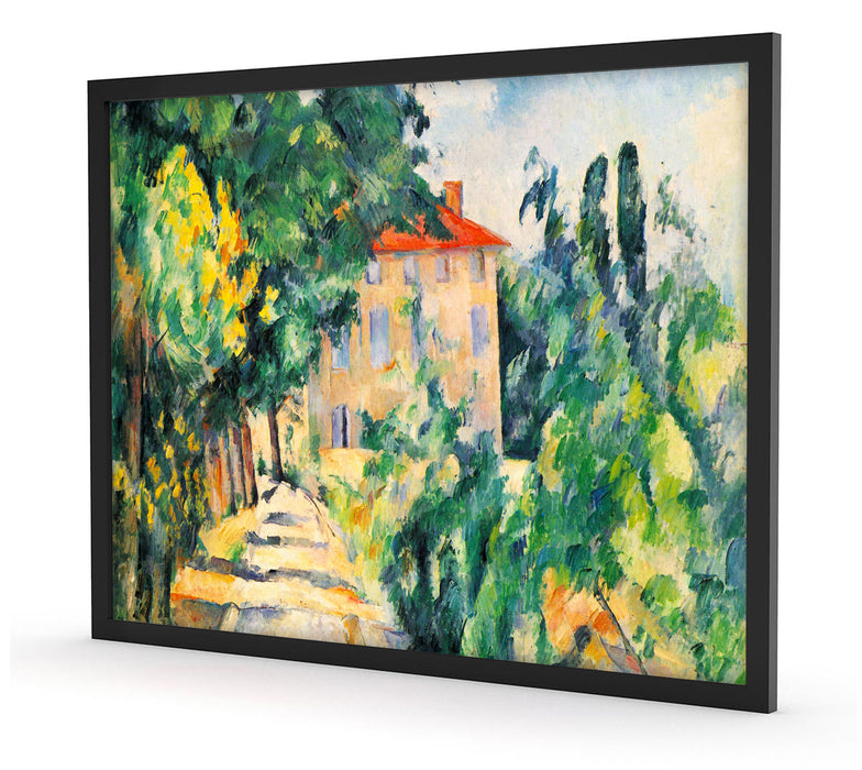 Paul Cézanne - Haus mit rotem Dach , Poster mit Bilderrahmen