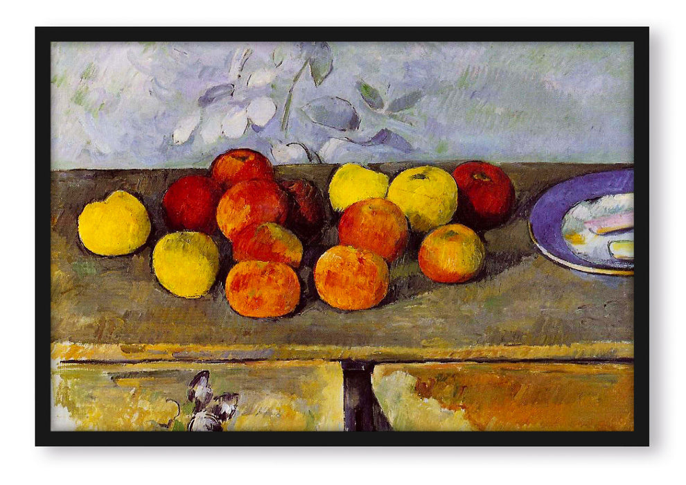 Paul Cézanne - Stillleben mit Äpfeln und Gebäck, Poster mit Bilderrahmen