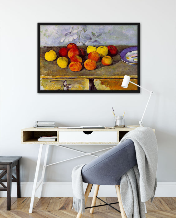 Paul Cézanne - Stillleben mit Äpfeln und Gebäck, Poster mit Bilderrahmen
