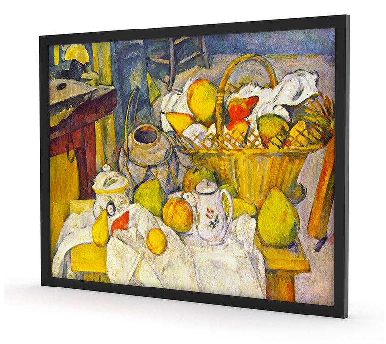 Paul Cézanne - Stillleben mit Korb, Poster mit Bilderrahmen