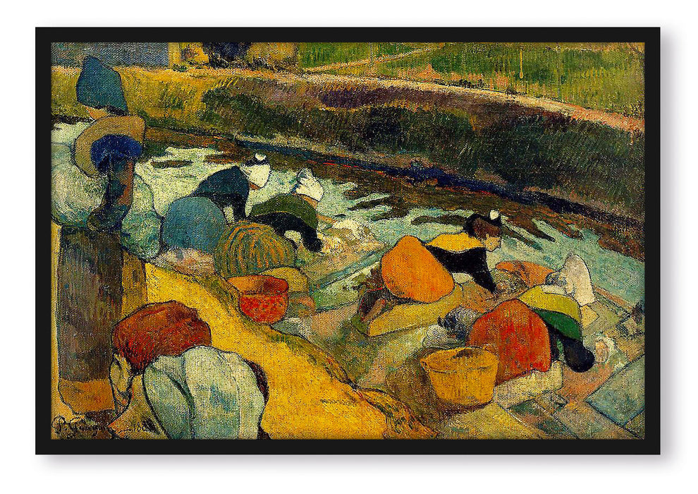 Paul Gauguin - Waschfrauen in Arles , Poster mit Bilderrahmen