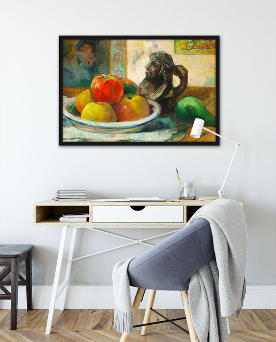 Paul Gauguin - Stillleben mit Äpfeln Birne und Keramik, Poster mit Bilderrahmen